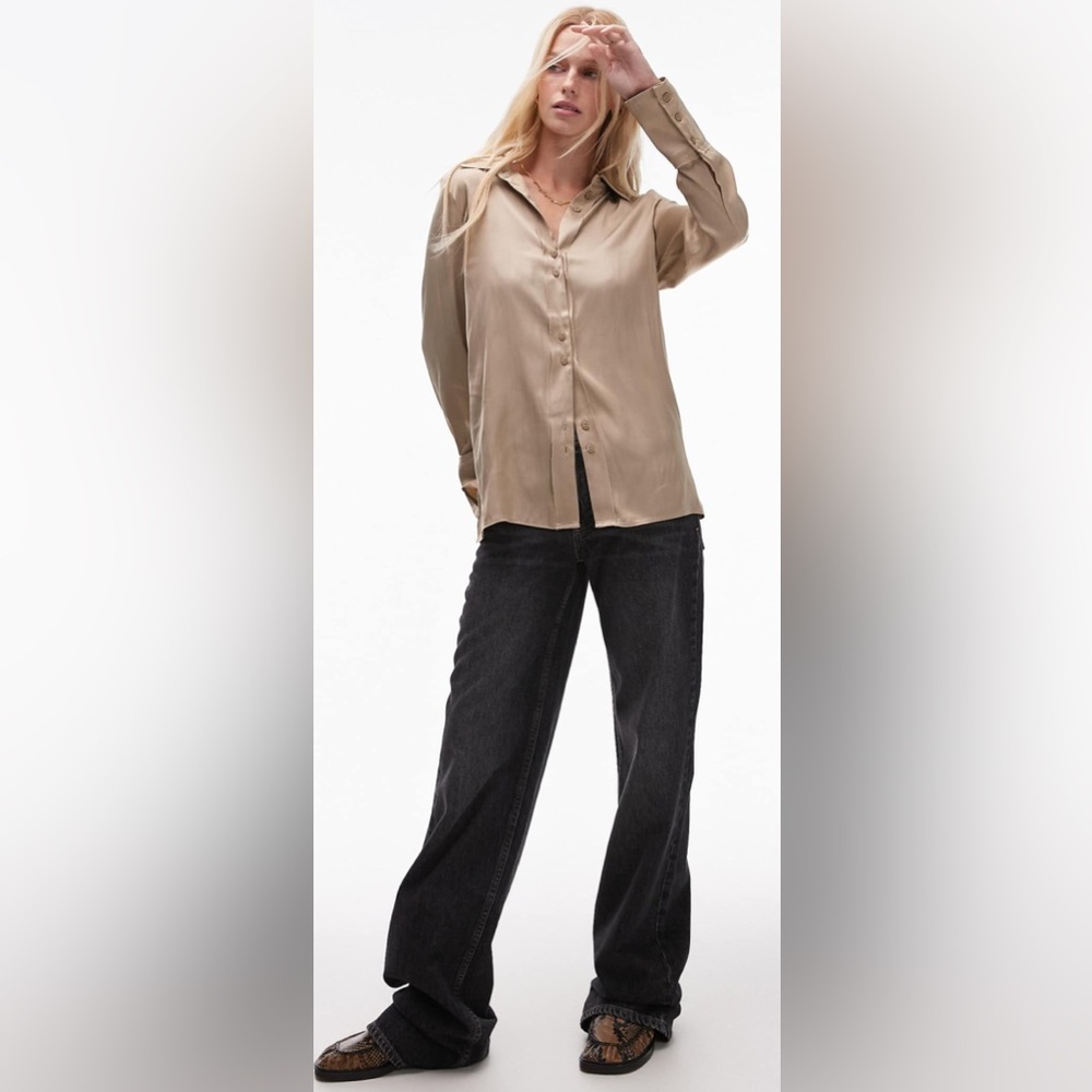 Topshop satin shirt in champagne